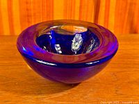 Oblique view showing rim thickness, cobalt blue glass