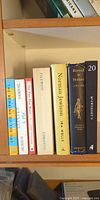 Shelf view showing six spines including Ishiguro, Pollack, Filewood, Jewison, Boswell, McSweeney’s