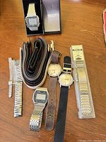 Overview of all watches, straps, Ricoh box and packaged band