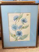 Full view of framed watercolor with mat and frame