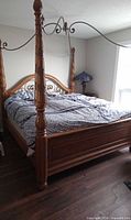 Full view of assembled king four-poster canopy bed