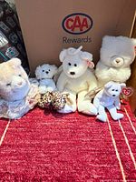 Group shot showing all six plush toys