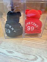 Rear view showing embroidered "Gretzky 99" on red and black bears