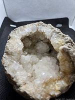 Open quartz geode showing crystalline interior