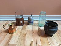 Group shot of all five vintage kitchen items