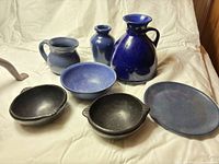 All seven ceramic pieces front view