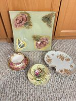 Group image showing all six bone china items in lot