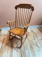 Front view of Windsor spindle back rocking chair