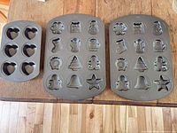 All three pans side by side on table