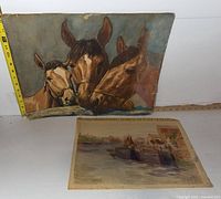 Both watercolor paintings together with rulers for scale