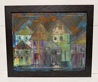 Full view of framed painting showing subject matter and frame