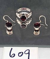 Ring and earrings showing design and stones