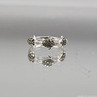 Full view of sterling silver turtle ring upright