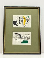 Framed pair of lithographs overall view