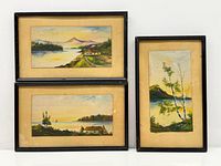 All three framed paintings front view