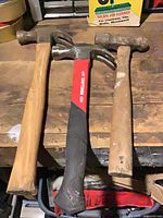 All three hammers on workbench