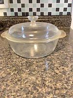 Casserole with lid in place, front view