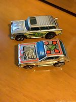 Top view of both die-cast cars