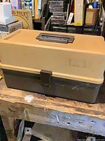 Exterior of two-tone plastic tackle box