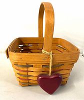 Front view of basket showing heart ornament