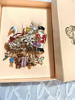 Brooch in original box showing overall design and box exterior