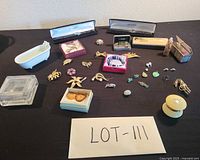 Full lot view showing all jewelry pieces, trinket dishes and boxes