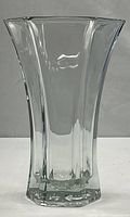 Full view of clear glass hexagonal trumpet vase