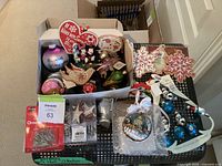 Overview of assorted ornaments on table