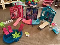 Overall view of stage playset, pool and accessories