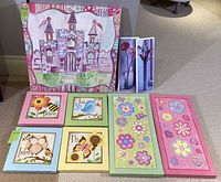 All nine wall art pieces arranged together