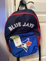 Front view showing team wordmark, logo, pockets, mesh bottle holders