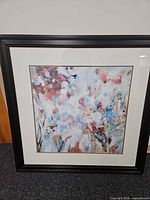 Front view of framed abstract floral print