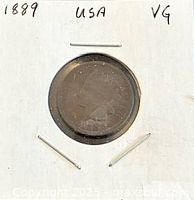 Obverse of 1889 Indian Head cent in 2x2 holder