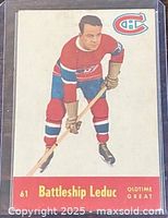 Front of Parkhurst #61 Battleship Leduc card in sleeve