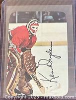 Front of 1977 O-Pee-Chee Ken Dryden Square Insert card in protective sleeve
