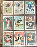 Fronts of nine 1989 Topps Traded NFL football cards in sleeve