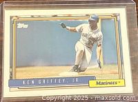 Front view of 1992 Topps Ken Griffey Jr. card showing player image and nameplate