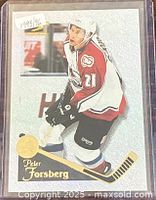 Front of 1995-96 Pinnacle Summit Peter Forsberg card in sleeve