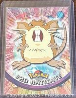 Front of Raticate card showing artwork and foil background