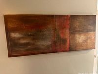 Front view showing full abstract painting with brown and red tones