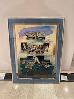 Full view of framed James Hussey baseball lithograph