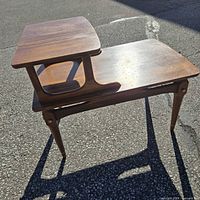 Top and side view of the two-tier telephone table