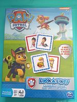 Front of sealed Paw Patrol Look-A-Likes matching game box