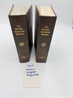 Spine view of two National Geographic bound volumes dated Jan–June 1947 and Jan–June 1949