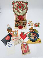 Group view of all nine vintage valentines
