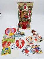 Group view of all eleven vintage valentine cards