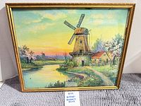 Full view of framed windmill print