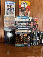 Full lot front view showing all VHS tapes stacked