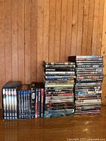 Overall view of all DVD cases arranged on shelf