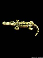 Front view of gold-tone alligator brooch
